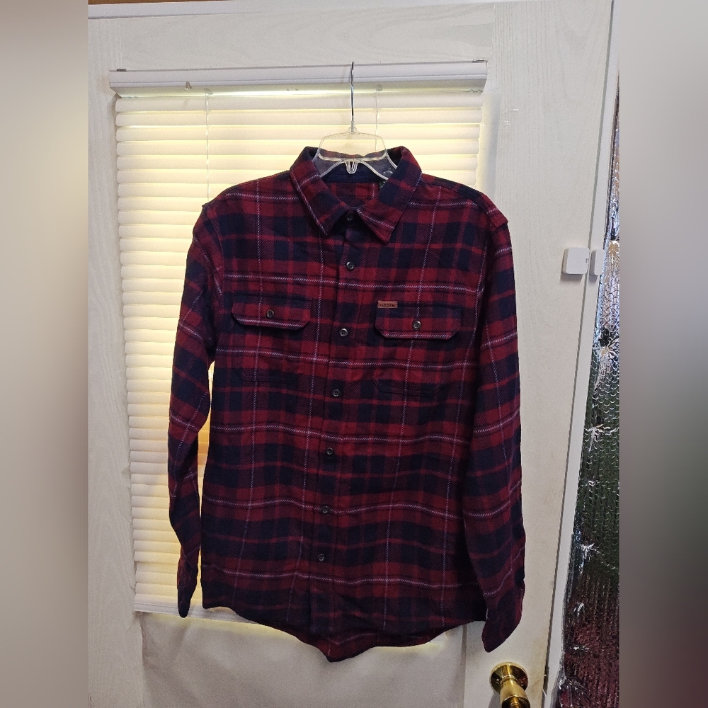 Orvis Red and Black Plaid Heavyweight Flannel Men's Shirt
